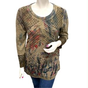 Ness Artistic Long Sleeve Top with Textured Design Size XL